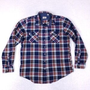 Sears Vintage Quilt Lined Flannel Shirt Jacket Large Tall Plaid